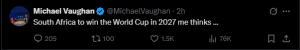 Michael Vaughan Predicts South Africa to Lift the 2027 Cricket World Cup