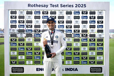 Shubman Gill receives Player of the Match award after the second Test against England.
