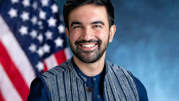 Zohran Mamdani in a Nehru-collar shirt under a blazer