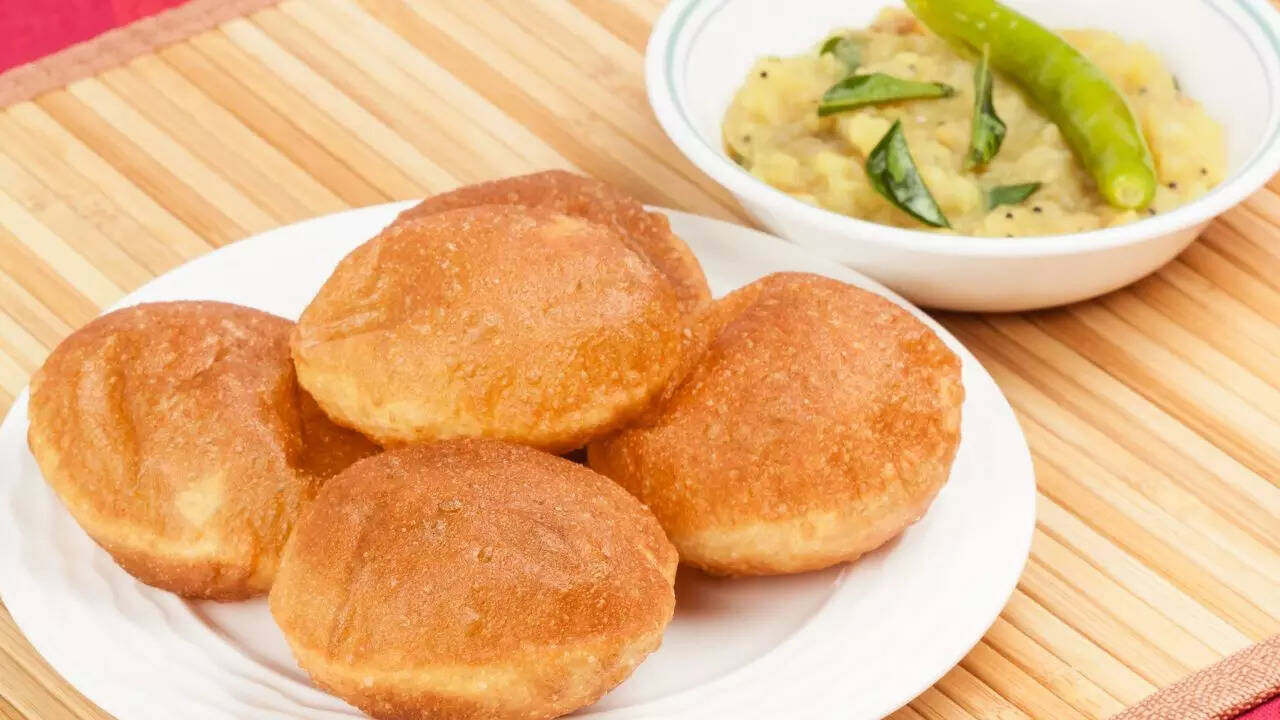 South Indian poori with sambar and kurma